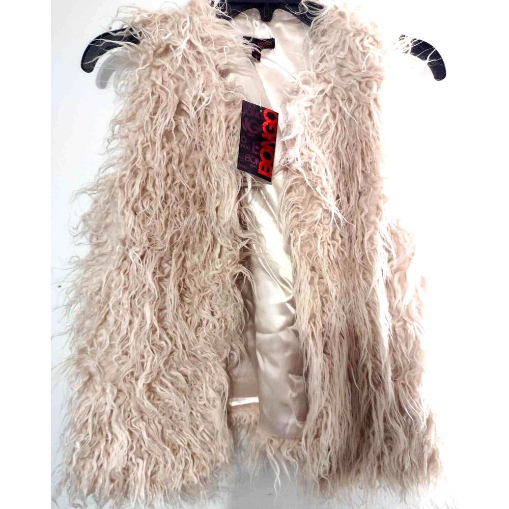 BONGO BRAND OFF WHITE BEIGE FAUX FUR WASHABLE VEST SIZE SMALL NWT
